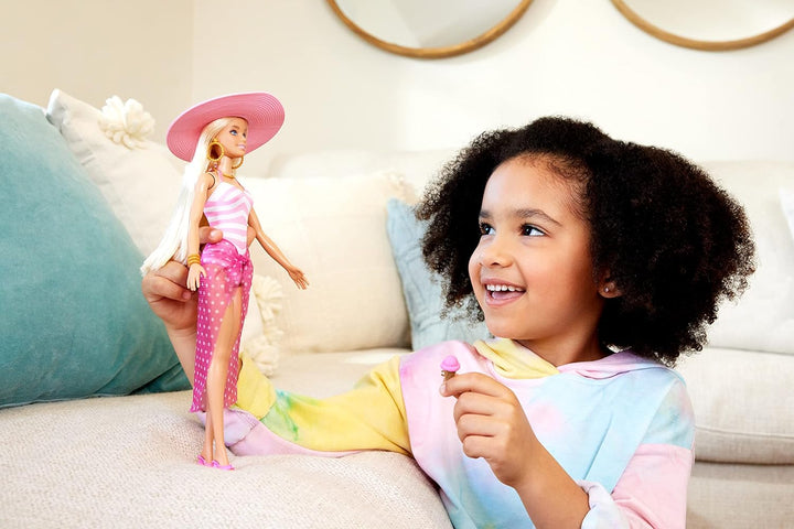 Blonde Barbie Doll with Swimsuit and Beach-Themed Accessories