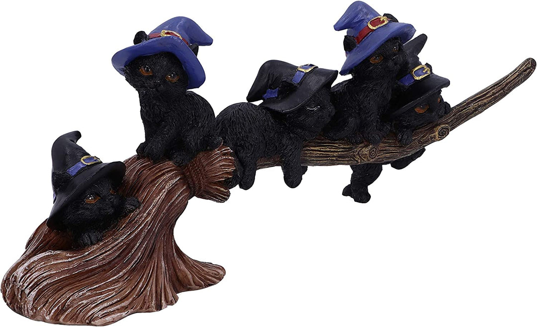 Nemesis Now Purrfect Broomstick Witches Familiar Black Cats and Broomstick Figur