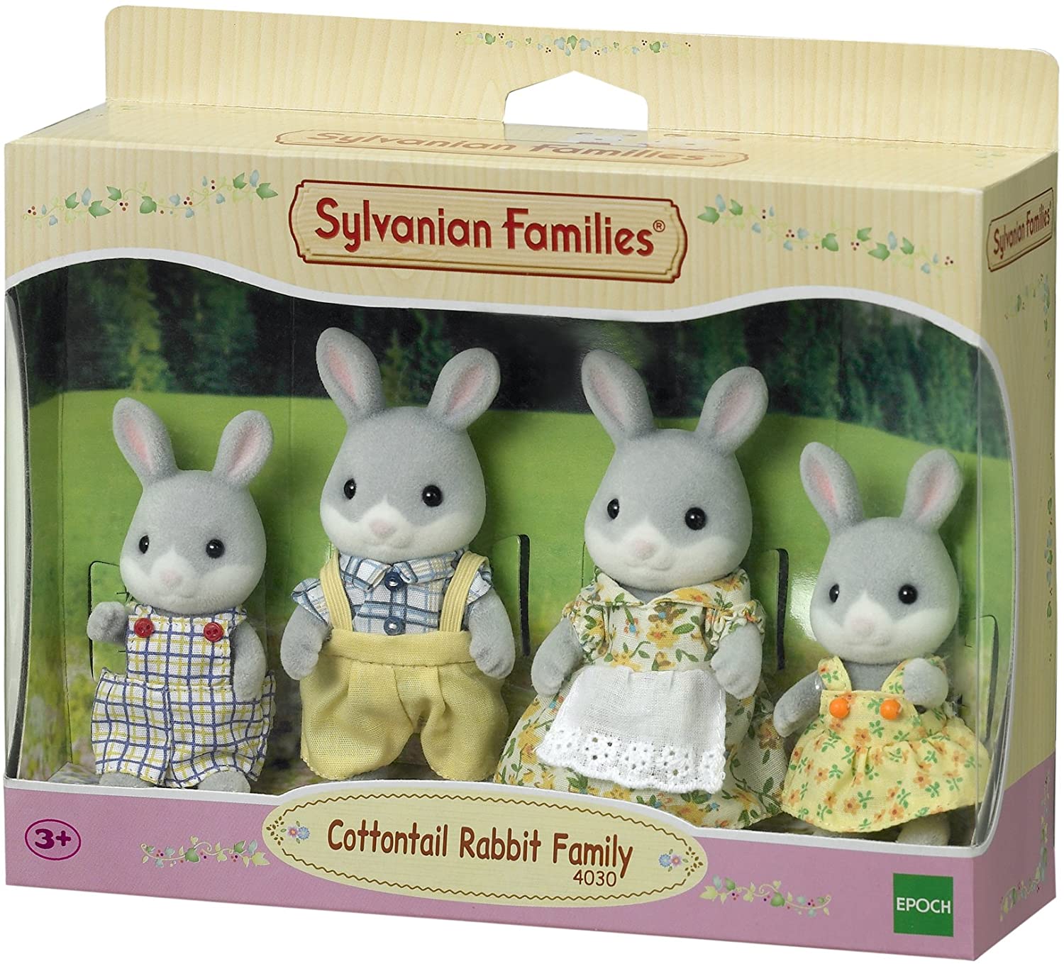 Sylvanian Families Cottontail Rabbit Family - 4-Piece Playset with Removable Clothing