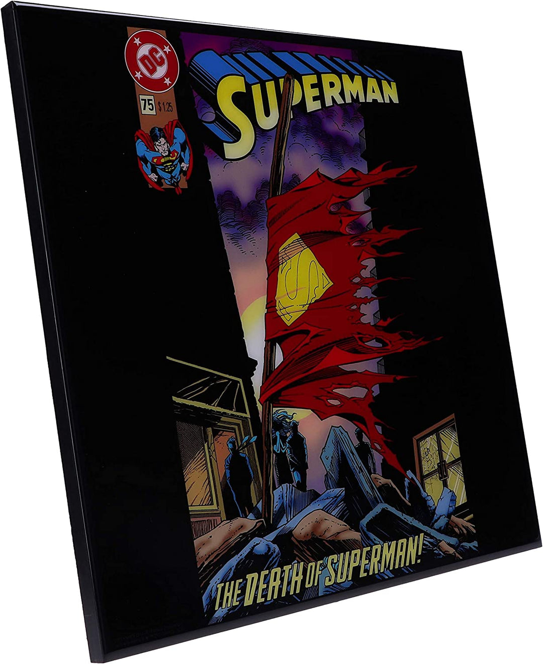 Nemesis Now Death of Superman Comic Cover Crystal Clear Art, Red, 32cm