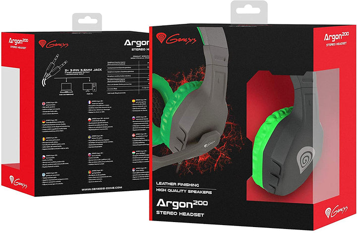 Genesis Argon Green 200 Gaming Headset with Microphone Mini Jack 3.5 Mm X2 PC