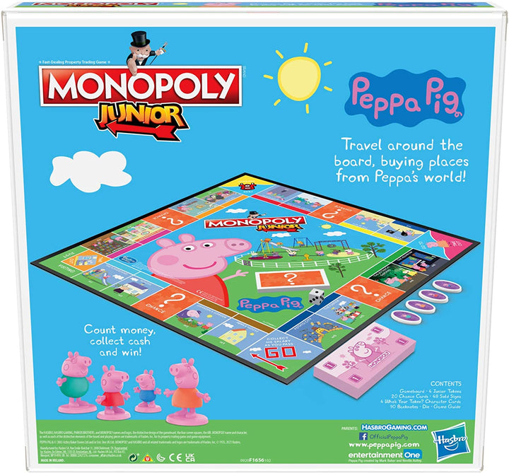 Monopoly Junior: juego de mesa Peppa Pig Edition para 2-4 jugadores