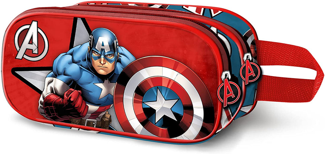 Captain America Gravity-3D Double Pencil Case, Red