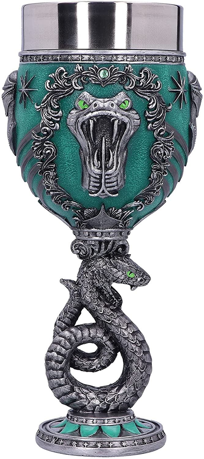 Nemesis Now Harry Potter Slytherin Hogwarts House Collectaible Goblet, Green Silver, 19.5cm