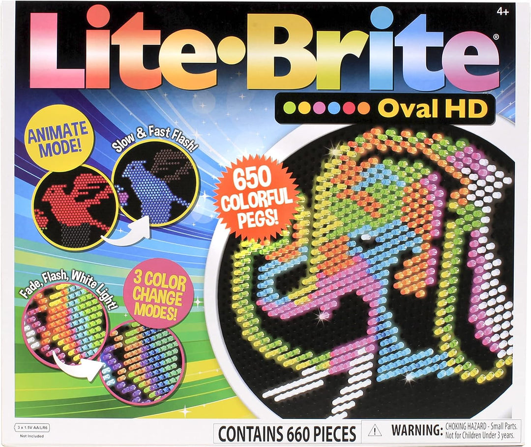 Basic Fun 02250 LITE-Brite Oval Now in High Definition-Includes 650 Pegs