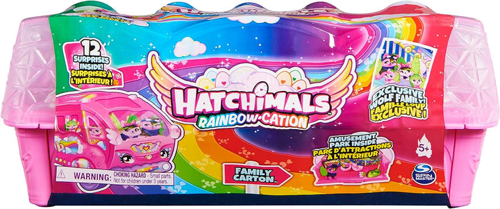 HATCHIMALS CollEGGtibles, Rainbow-cation Wolf Family Carton with Surprise Playset