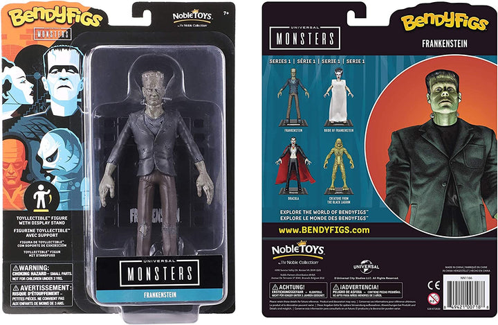 The Noble Collection Universal Monsters Bendyfigs Frankenstein Monster - 7.5in (19cm) Noble Toys Bendable Figure Posable Collectible Doll Figures With Stand