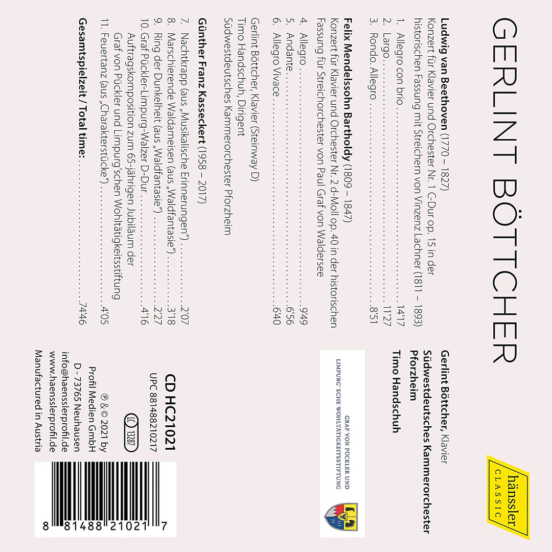 Gerlint Böttcher - Piano Works And Concertos [Gerlint Böttcher; Südwestdeutsche Kammerorchester Pforzheim; Timo Handschuh] [Hanssler Classics: HC21021] [Audio CD]