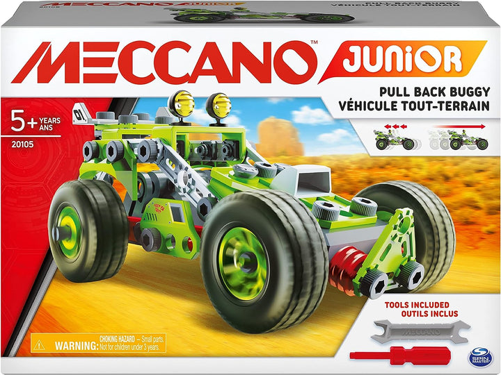 Meccano Junior, 3-in-1 Deluxe Pull-Back Buggy STEAM Model Building Kit, for Kids