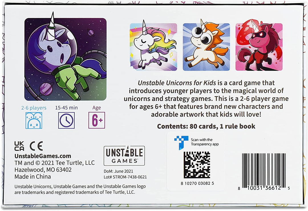 TeeTurtle | Unstable Unicorns Kids Edition | Card Game | Ages 6+ | 2-6 Players |