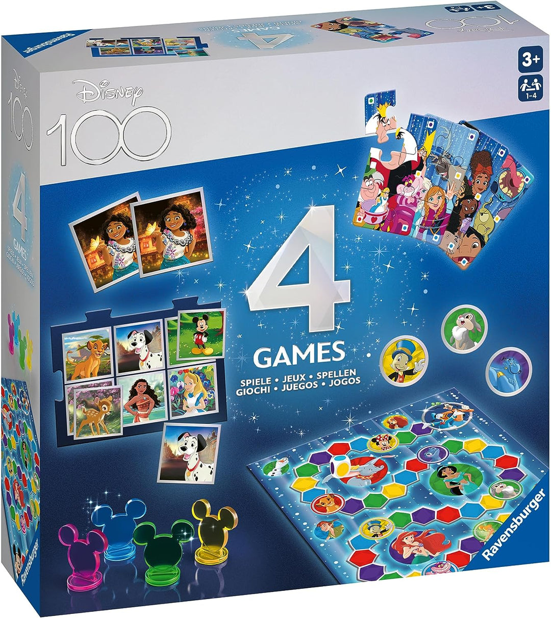 Ravensburger Disney 100th Anniversary 4-in-1 Games Compendium Set for Kids