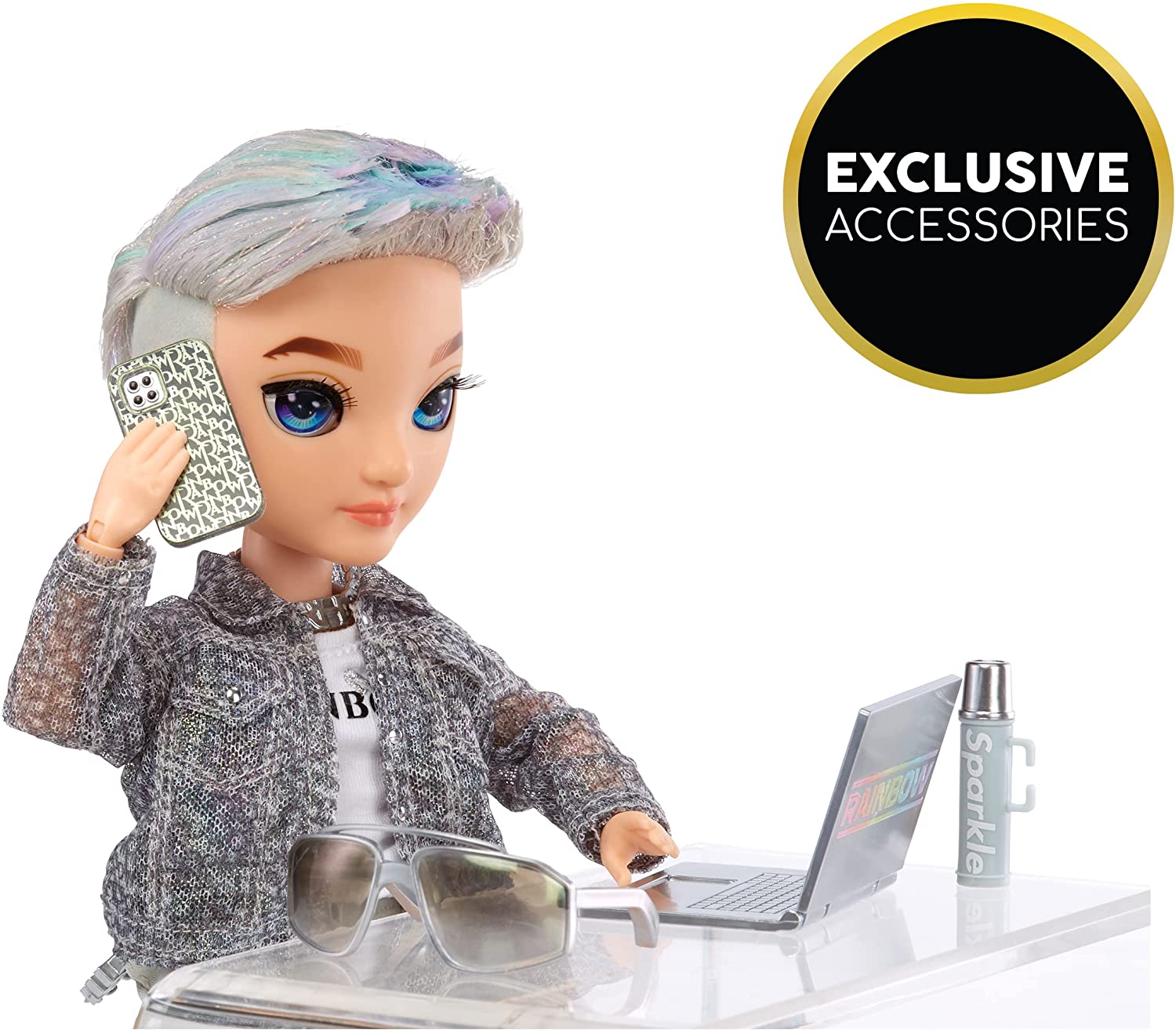 Rainbow High Fashion Doll - Aidan Russel in Purple Iridescent Outfit - Poseable 6-inch Doll with Accessories 3