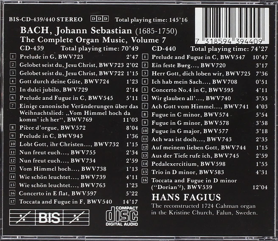 Hans Fagius - Hans Fagius: Js Bachorgan Music 7 [Audio CD]