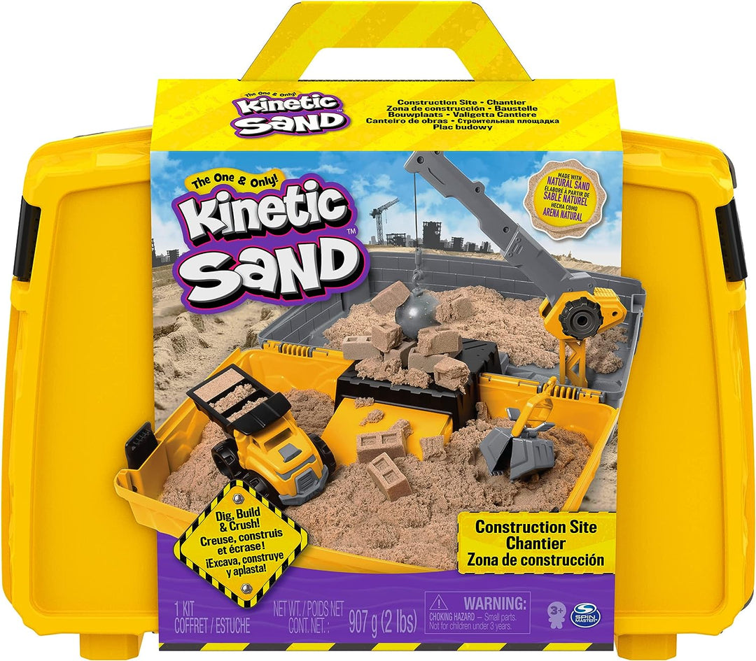 Kinetic Sand, Construction Site Folding Sandbox Playset with Vehicle and 907g