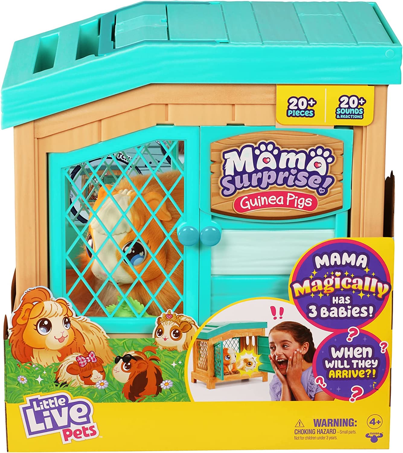 Little Live Pets Mama Surprise Bunny Interactive Playset - Electronic Plush with Hutch for Kids 4-12