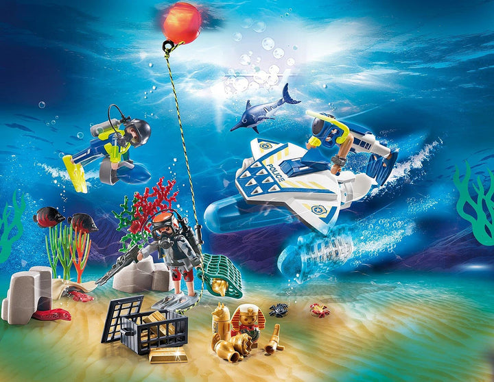 Playmobil 70776 City Action Police Diving Mission Calendario de Adviento con Fizzers de baño que cambian de color