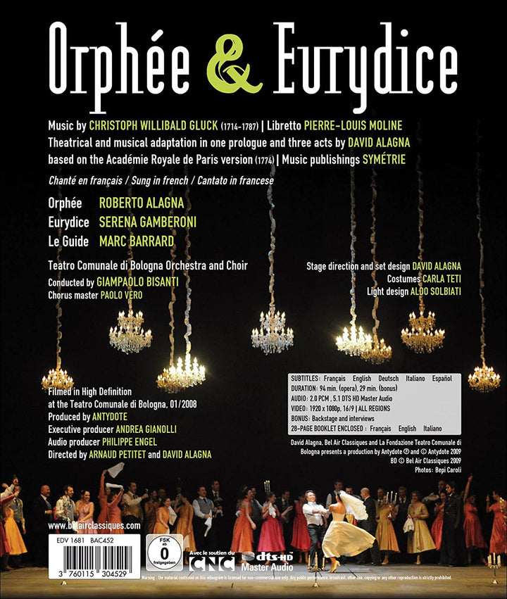 Gluck: Orphee & Eurydice (Alagna, Gamberoni, Barrard/Bologna/Bisanti) [2009] [Region Free] [2010] - Drama [Blu-ray]