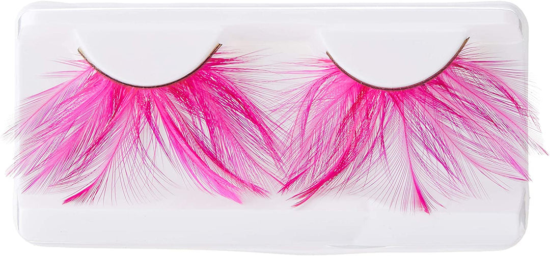Smiffys Pink Feather Plume Eyelashes with Glue (24254)