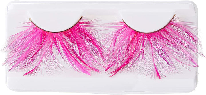 Smiffys Pink Feather Plume Eyelashes with Glue (24254)