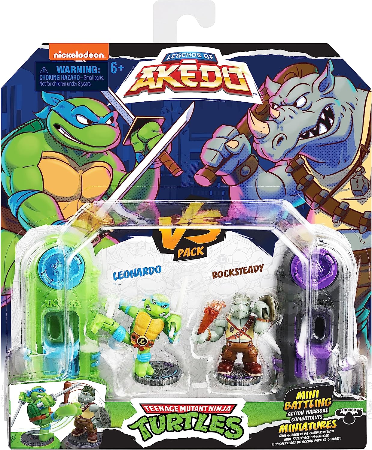 Legends Of Akedo Teenage Mutant Ninja Turtles: Leonardo vs Rocksteady Mini Battling Warriors Versus Pack 4