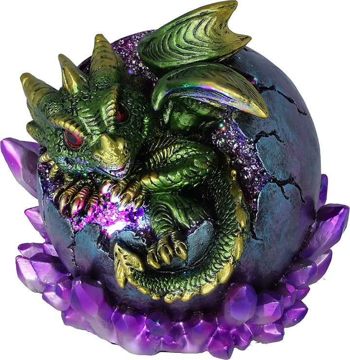 Nemesis Now Emerald Hatchling Glow Dragonling Green Dragonling Crystal Figurine,