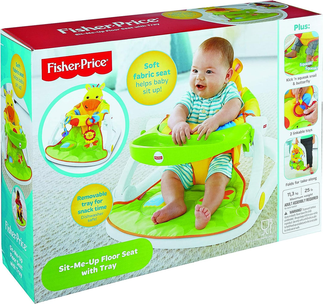 Fisher-Price DJD81 Giraffe Sit-Me-Up Floor Seat, Portable Baby Chair or Seat with Removable Tray, Rattle and Teething Toy