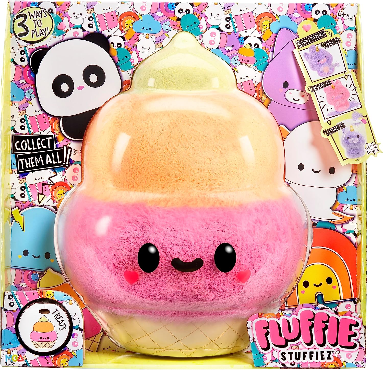 Fluffie Stuffiez Large Plush Ice Cream - 3 Ways to Play Pull, Reveal, Stuff