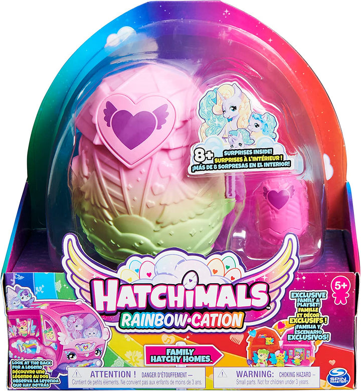 Hatchimals CollEGGtibles, Rainbow-cation Family Hatchy Home Playset with 3 Characters