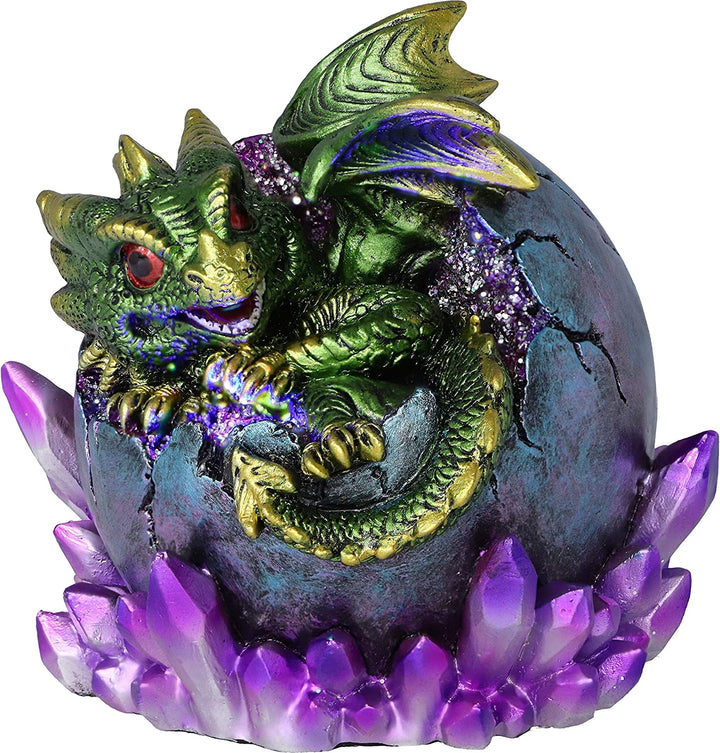 Nemesis Now Emerald Hatchling Glow Dragonling Green Dragonling Crystal Figurine,