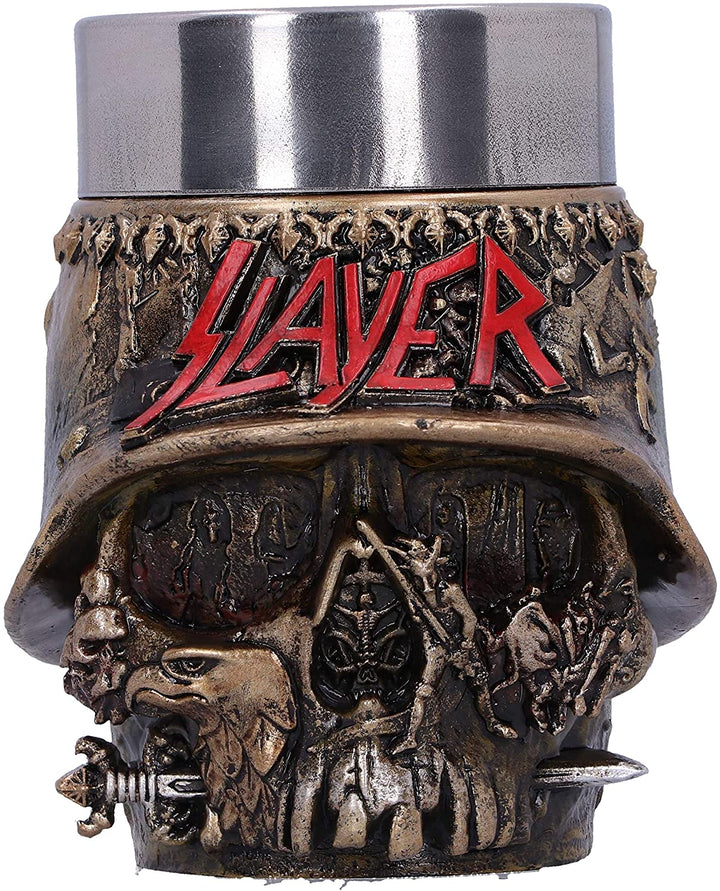 Nemesis Now Officially Licensed Slayer Eagle Helmet Skull Logo Shot Glass, Gold,