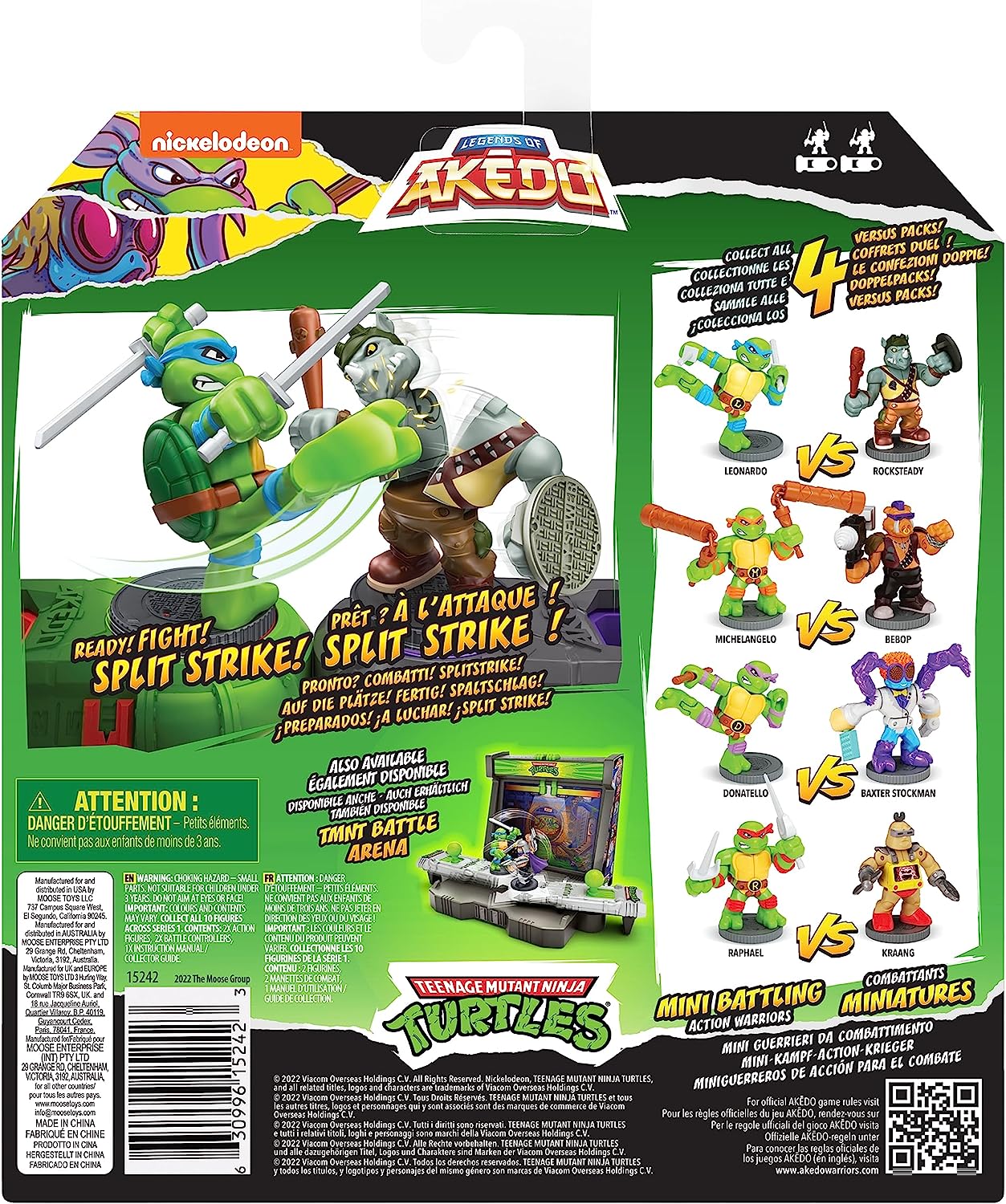 Legends Of Akedo Teenage Mutant Ninja Turtles: Leonardo vs Rocksteady Mini Battling Warriors Versus Pack 3