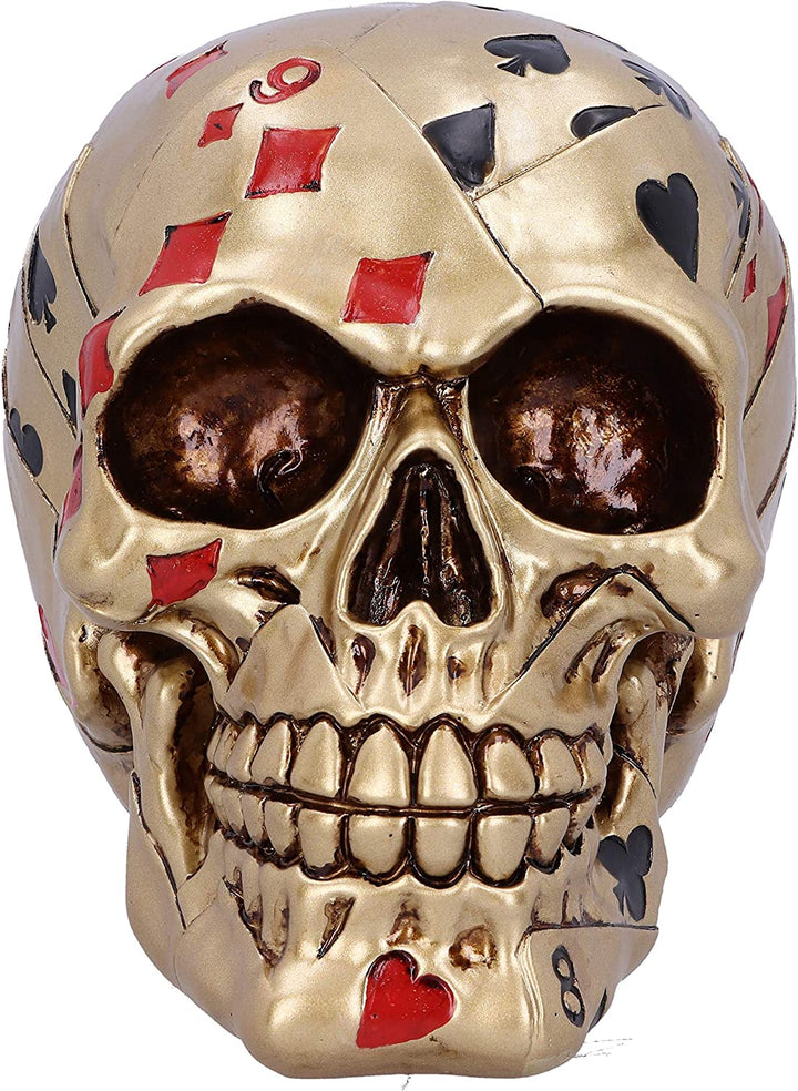 Dead Mans Hand Golden Playing Card Skull Ornament