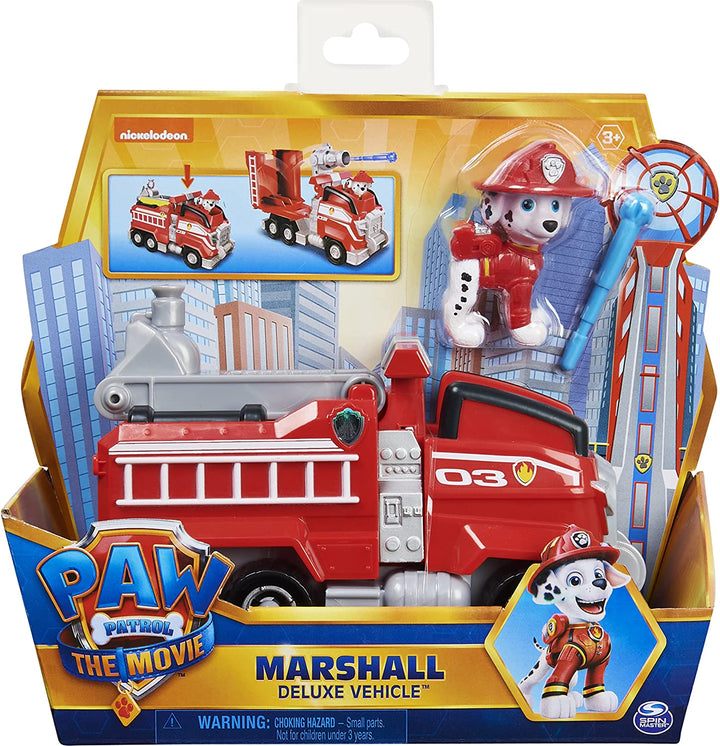 PAW Patrol, Marshall’s Deluxe Movie Transforming Fire Engine Toy Car with Collectible Action Figure