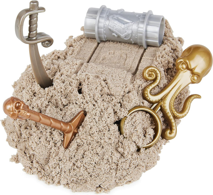 Kinetic Sand, Treasure Hunt Playset with 9 Surprise Reveals, 567g Brown and Rare Shimmer Gold Play Sand