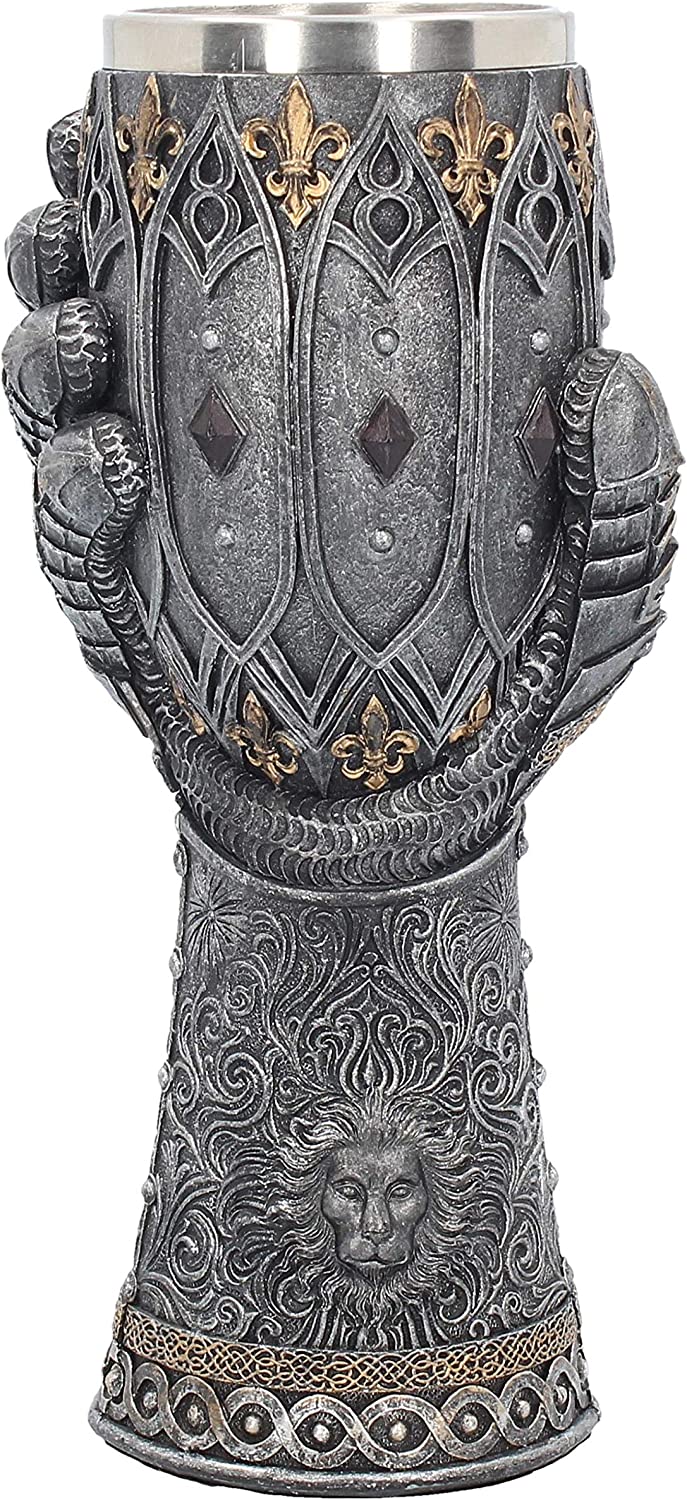 Nemesis Now B2404G6 Lionheart Armoured Glove, Silver, Resin with Stainless Steel