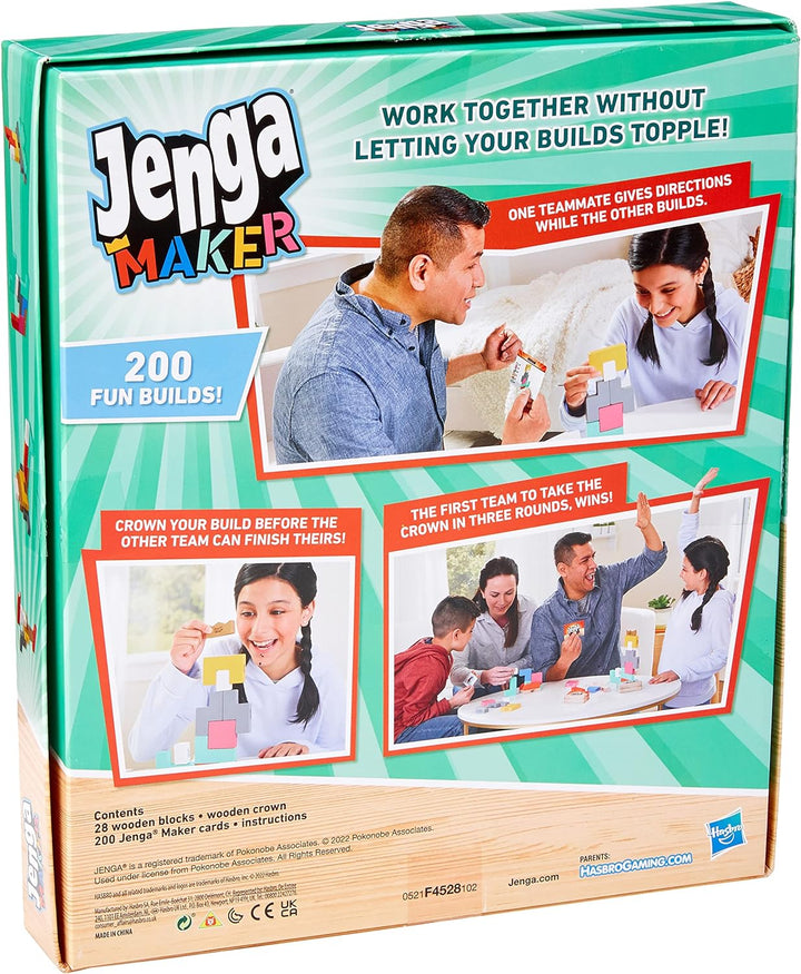 Hasbro Gaming Jenga Maker, Wooden Blocks, Stacking Tower Game, Game for Kids Age