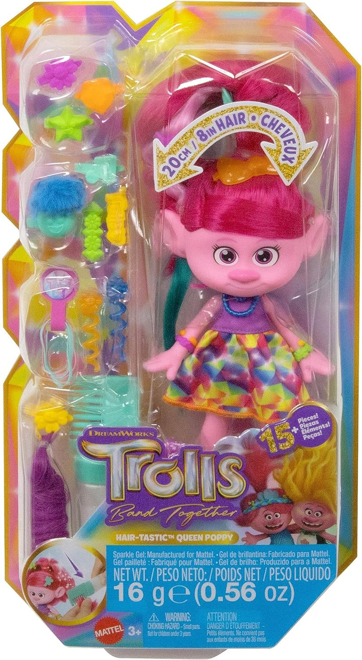 Trolls 3 Band Together Hair-Tastic Queen Poppy Fashion Doll