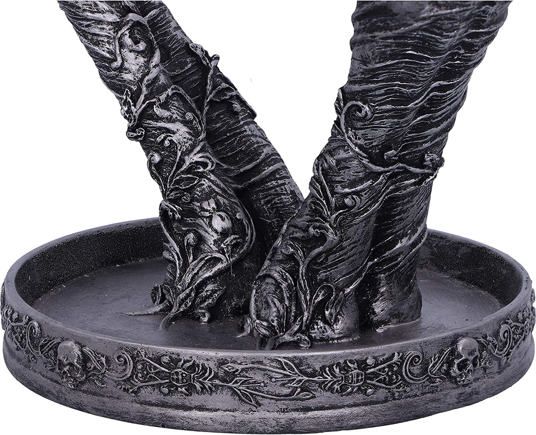 Nemesis Now Gothic Mummified Love Heart Hands Jewellery Dish Holder, Silver, 22c