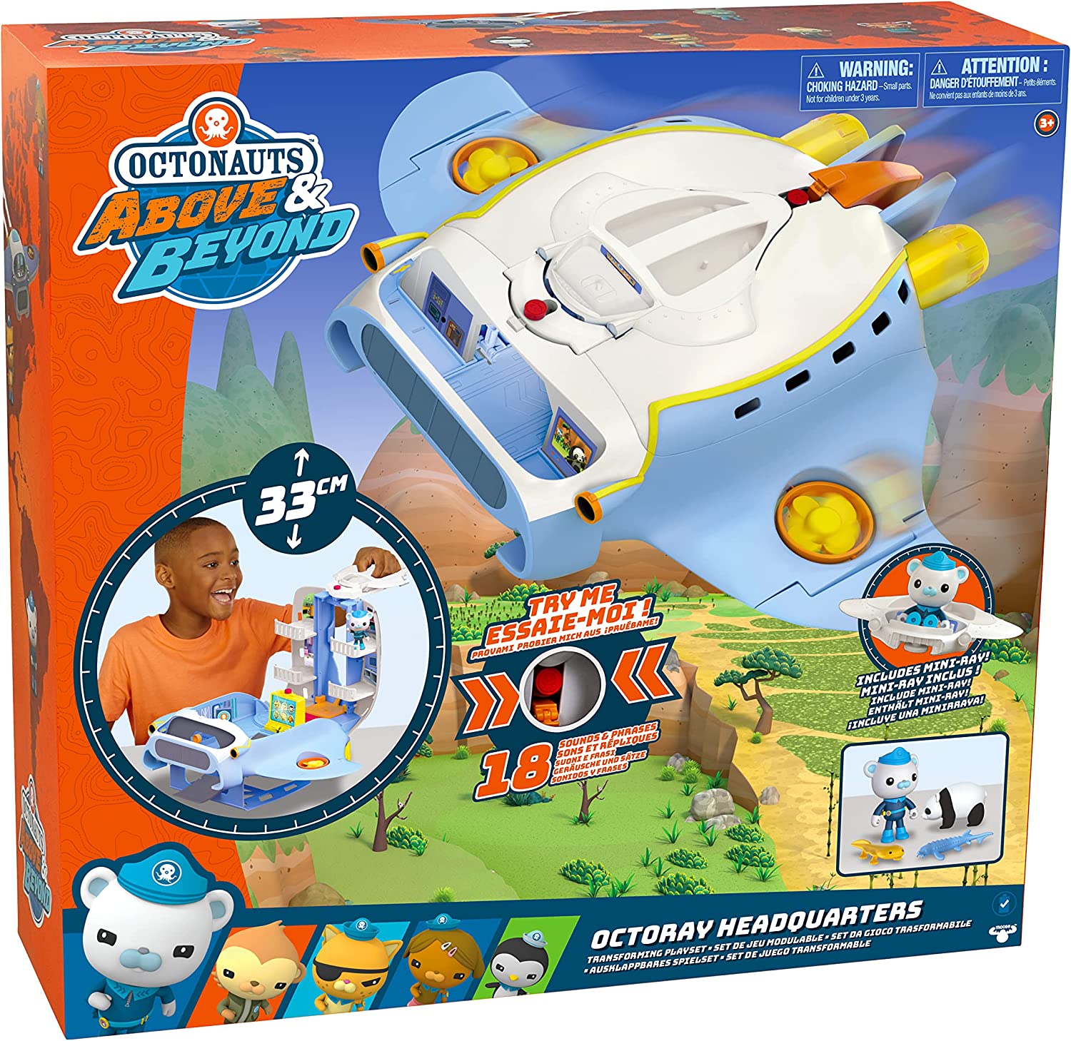 Octonauts Octoray Transforming Playset with Lights & Sounds - 7-Piece Set with Captain Barnacles Figure