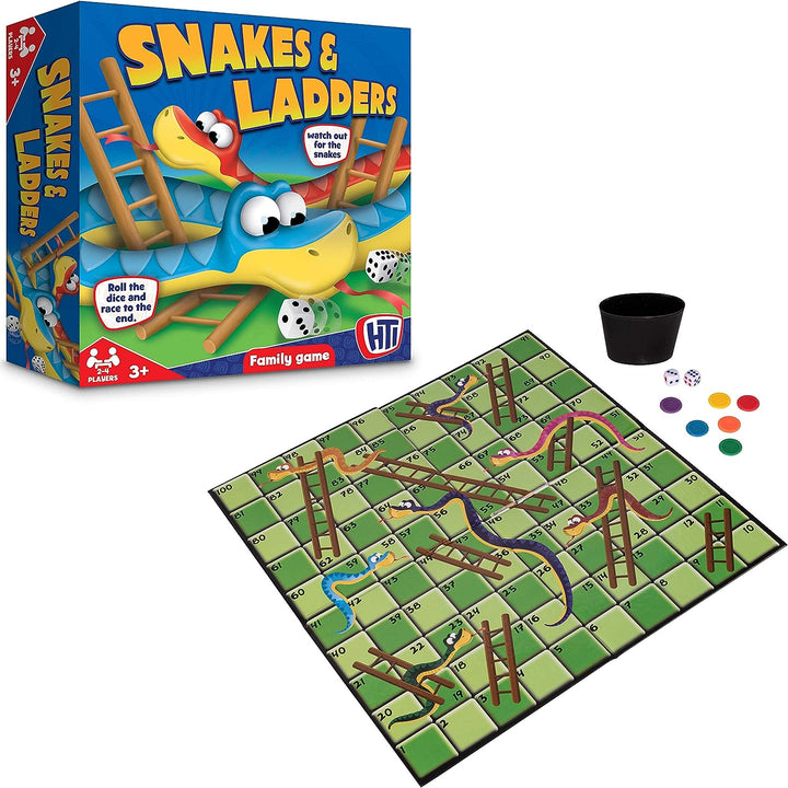 HTI Toys Traditional Games Snakes & Ladders Family Board Game Set