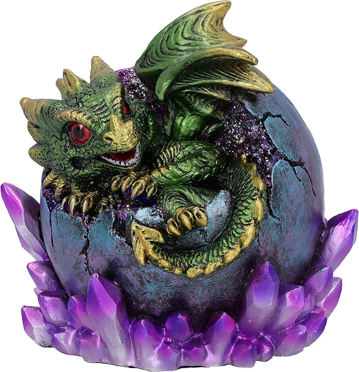 Nemesis Now Emerald Hatchling Glow Dragonling Green Dragonling Crystal Figurine,