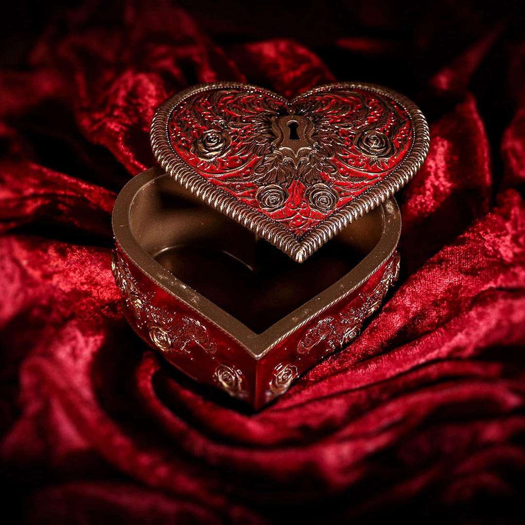 Nemesis Now Heart and Key Baroque Gothic Romance Box by Vincent HIE, Bronze, 11.