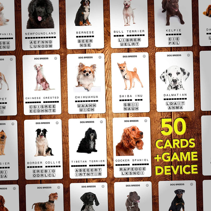 100 PICS Dog Breeds Travel Game - Family Flash Cards, Pocket Puzzles For Kids Annd Adults