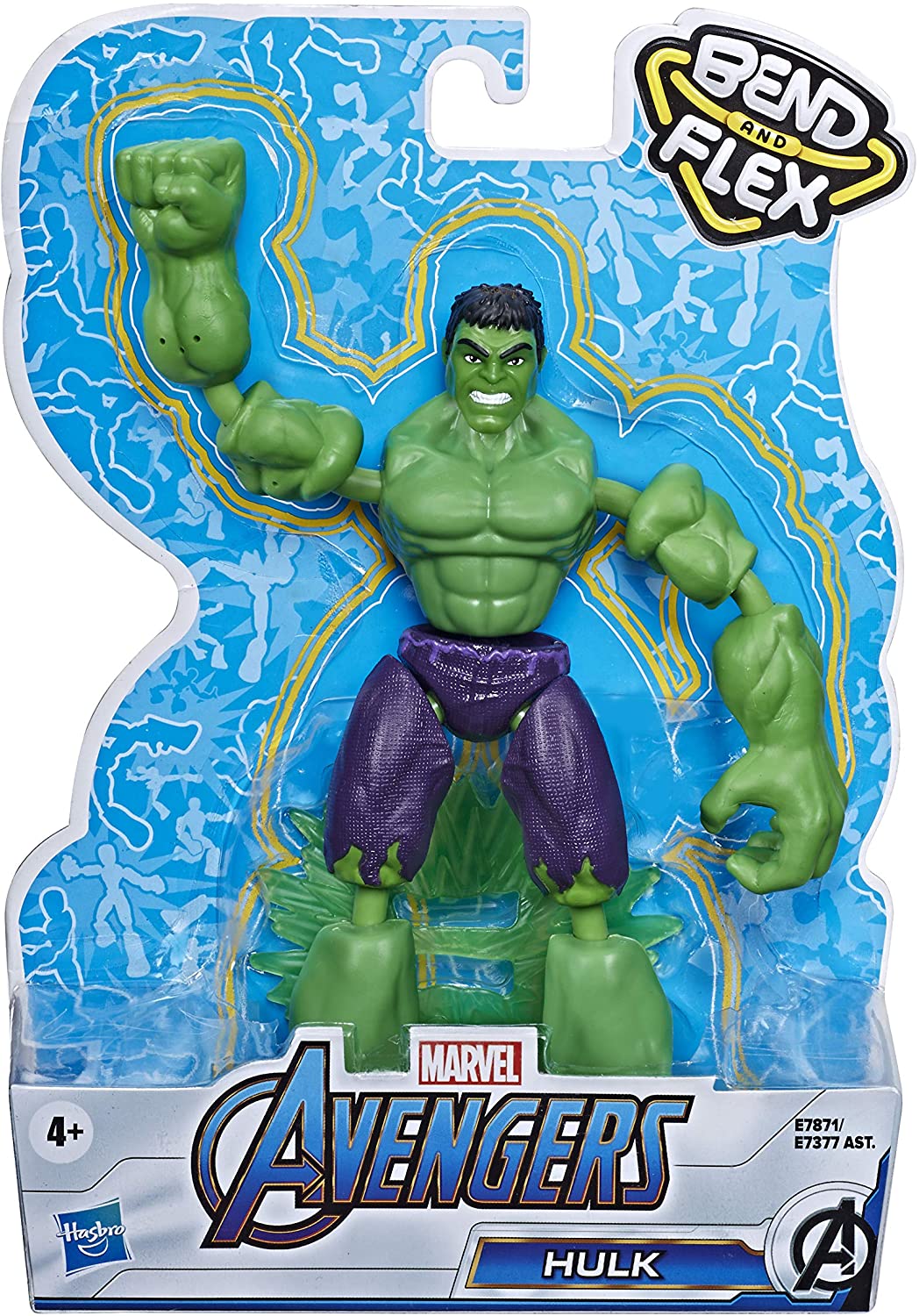 Avengers E7871 Marvel Bend and Flex Action, 6-Inch Flexible Hulk Figure, Includes Blast Accessory, Ages 4 and Up