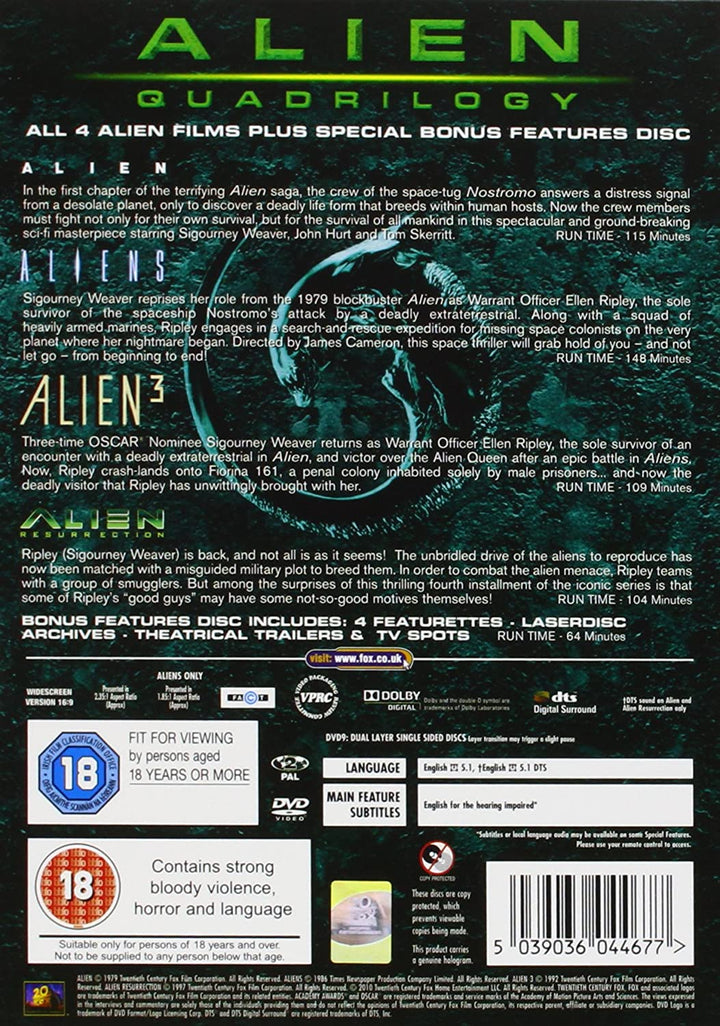 Alien Quadrilogy [1979] - Sci-fi/Horror [DVD]