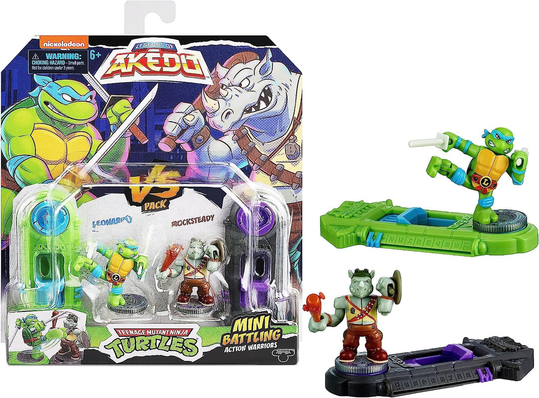 Legends Of Akedo Teenage Mutant Ninja Turtles. Mini Battling Warriors Versus Pack Leonardo Vs Rocksteady