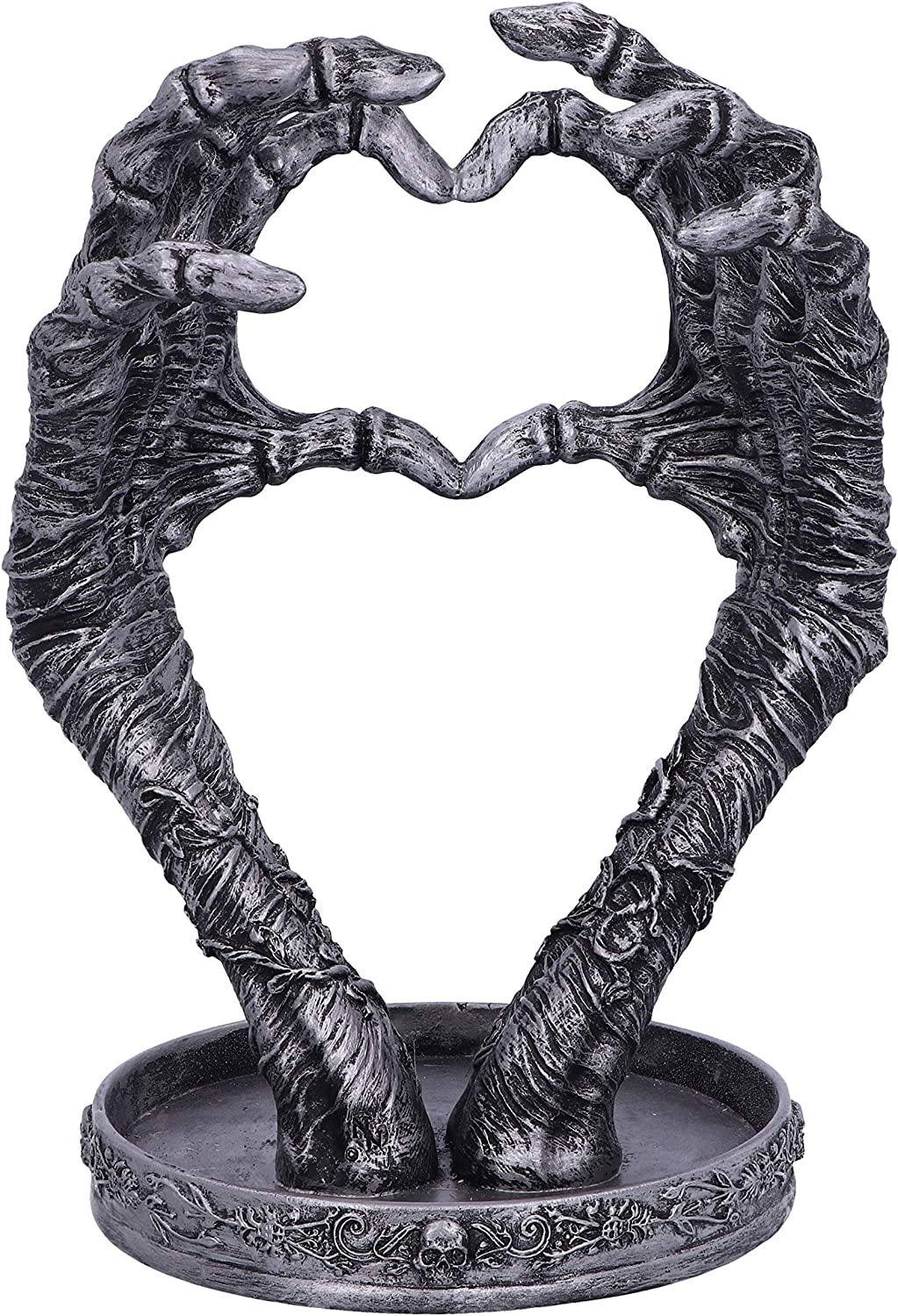 Nemesis Now Gothic Mummified Love Heart Hands Jewellery Dish Holder, Silver, 22c