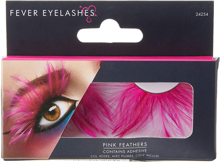Smiffys Pink Feather Plume Eyelashes with Glue (24254)