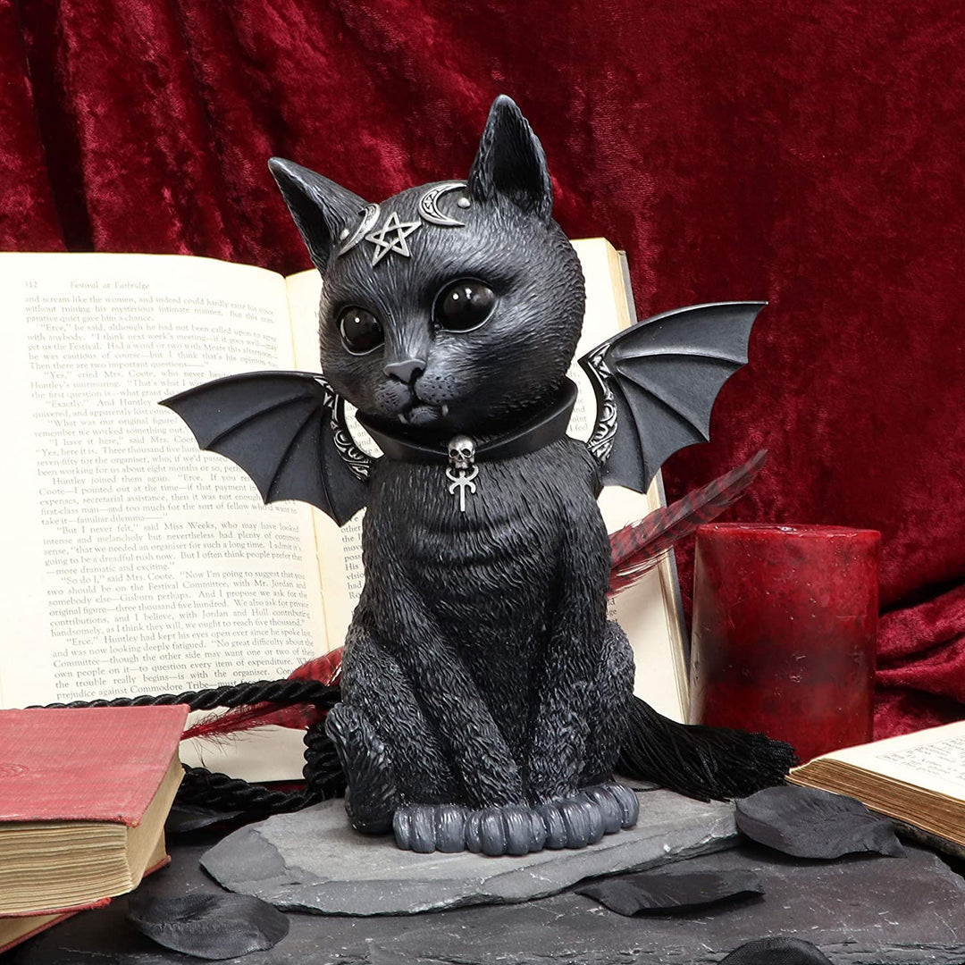 Nemesis Now Large Malpuss Winged Occult Cat Figurine, Black, 24cm