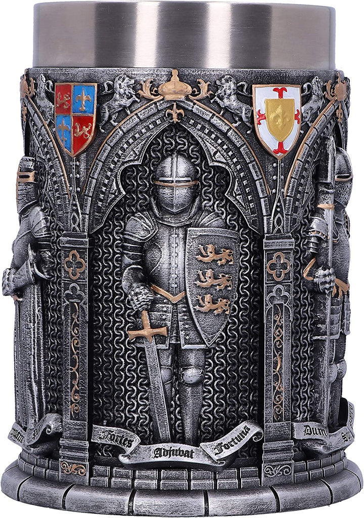 Nemesis Now B5167R0 Vow English Armoured Knight Latin Oath Tankard, Silver, 15.3